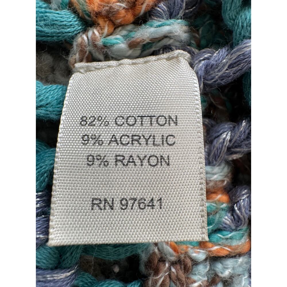 J. Jill Hand Crochet Open Knit Cardigan Blue Teal Cotton Blend Boho Medium - Picture 11 of 12